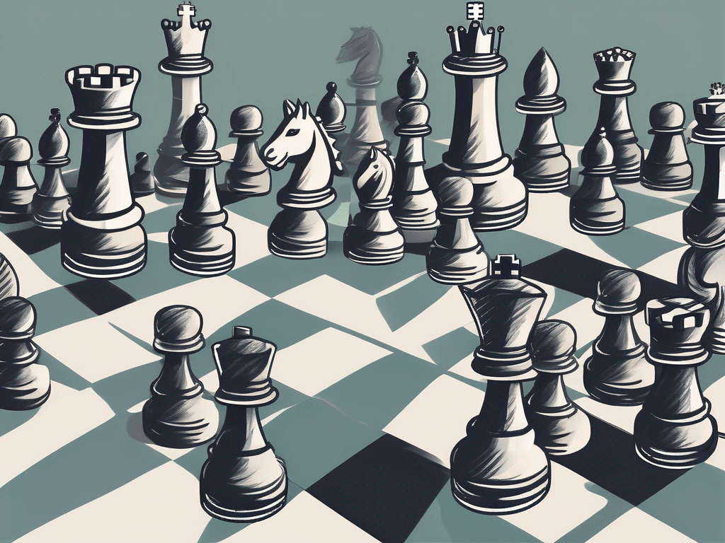 Various brokerage buildings standing tall on a chess board
