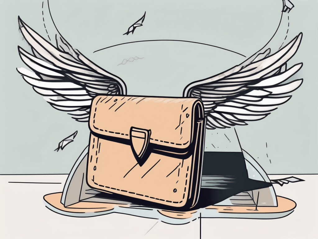 A wallet with wings flying out from a trap