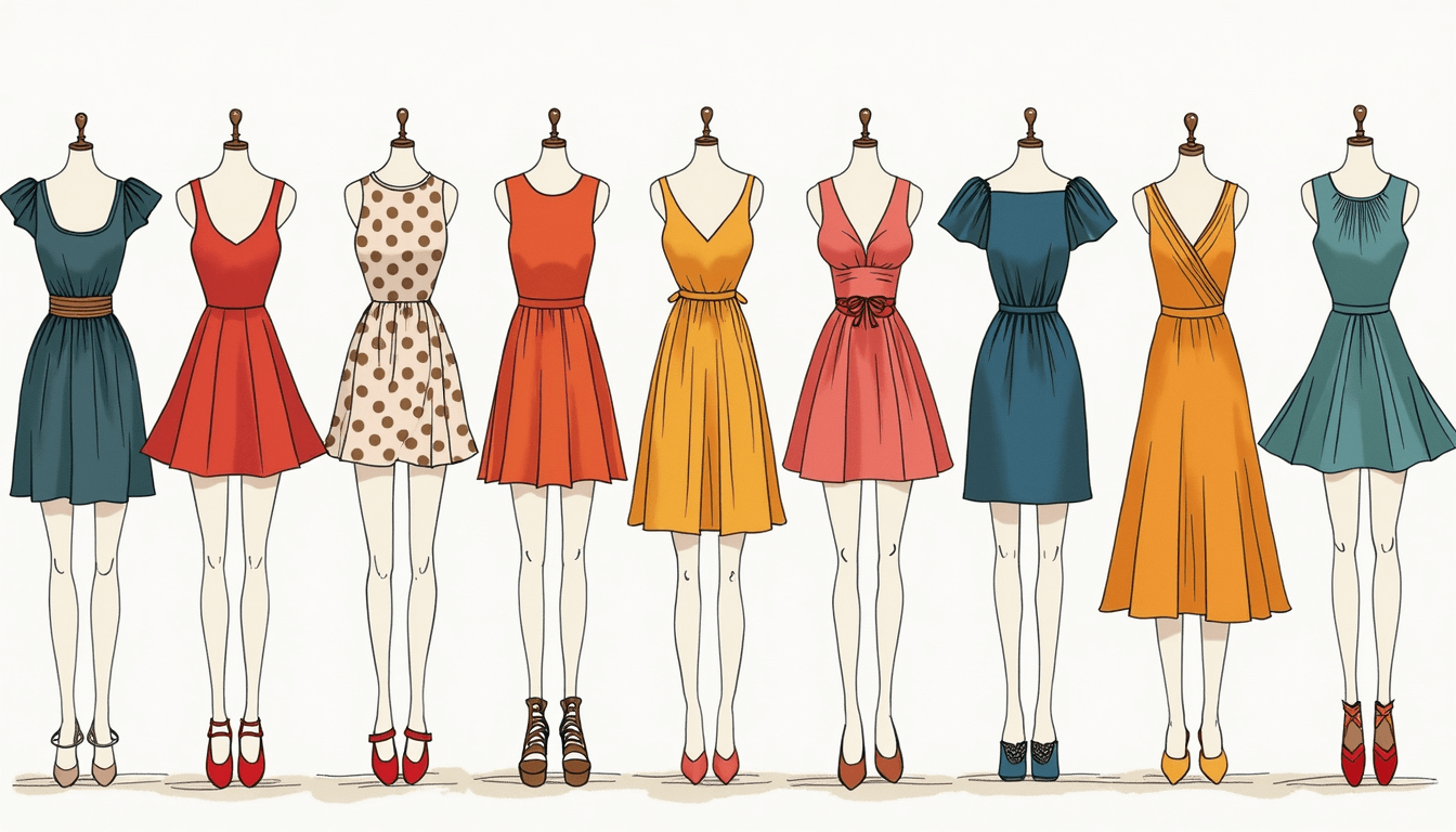 An assortment of mini dresses in various styles