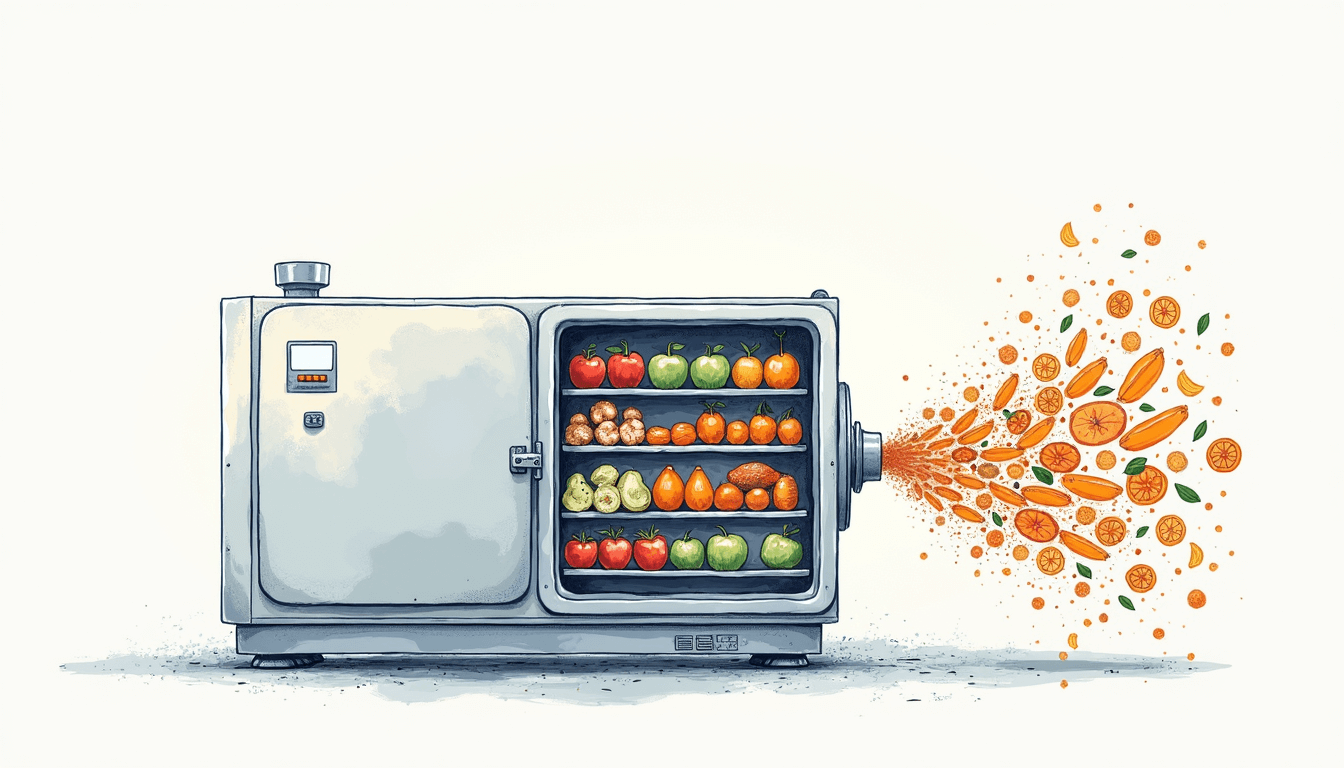 An intricate freeze-drying machine in action